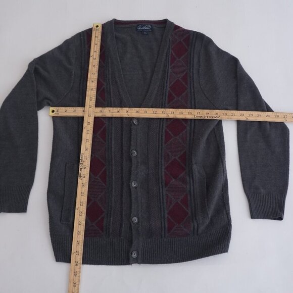 Vintage Arnold Palmer Gray Maroon Eclectic Grandpa Button Up Cardigan Sweater S - Picture 3 of 9